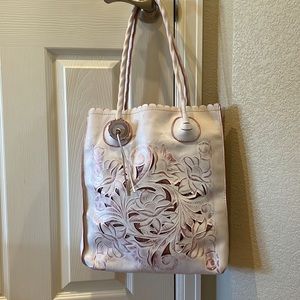 PATRICIA NASH | White/Pink Glitter Cavo Tote